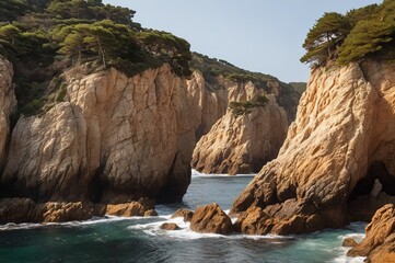 Obraz premium Scenary of Costa Quebrada (Cantabria, Spain) isolated on white background