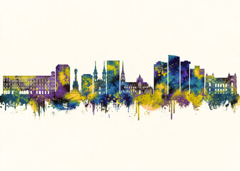 Obraz premium Linz City Skyline. Cityscape Skyscraper Buildings Landscape City Architecture Business View Building Corporate Abstract Landmarks Travel Downtown Background Modern Art