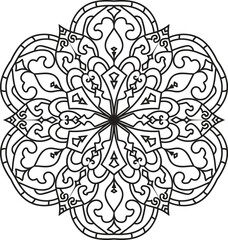 Adult coloring book page Mandala isolated on the white background 