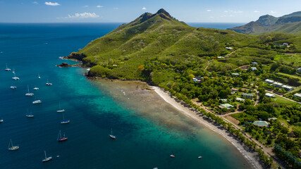 magnifique photo aérienne de la vallée de TAIOHAE capitale de l'archipel des marquises en...