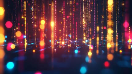 Fototapeta premium Abstract Digital Data Flow with Glowing Particles