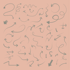 Hand drawn arrow illustration Clean dot style doodle arrows set, icon set collection vector illustration,