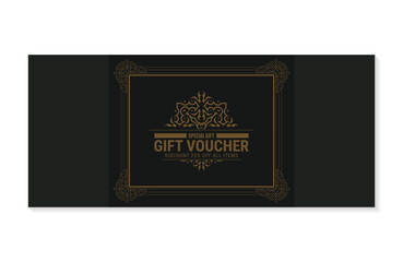 Vintage dark Menu gift voucher design template