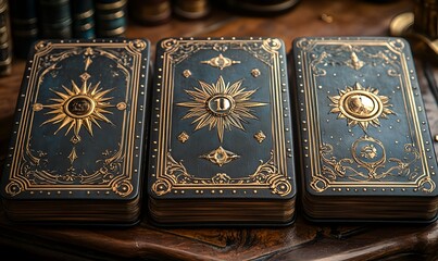 Fototapeta premium A playing card deck backer featuring Art Deco, noir, and steampunk design elements