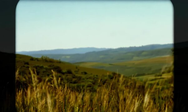 Serene Landscape with Vintage Super 8 mm Effect