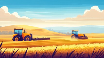 Obraz premium Agricultural robots harvesting crops in a high-tech smart farm, showcasing modern farming automation.