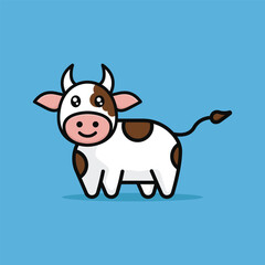 cow cartoon cute illustration vector design concept idea