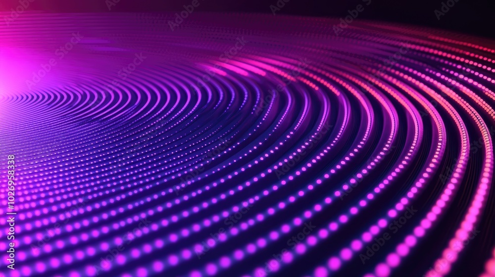 Poster colorful sound waves spread in a circular equalizer pattern, visualizing frequency spectrum in an ab