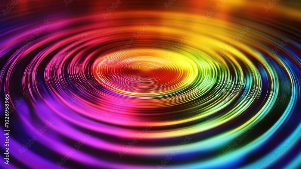 Poster Vibrant sound waves emanating from a circular equalizer, creating abstract patterns along the frequency spectrum.