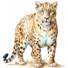 Naklejka premium Spotty leopard illustration in watercolor, perfect for adding a touch of exoticism to your design projects