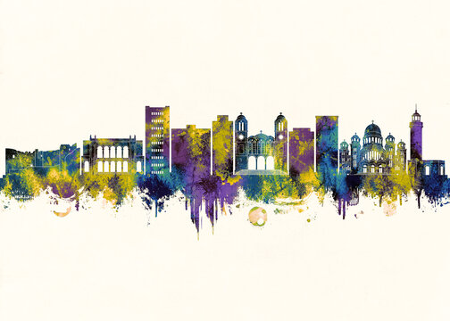 Patras City Skyline. Cityscape Skyscraper Buildings Landscape City Downtown Background Modern Art Architecture Business View Building Corporate Abstract Landmarks Travel