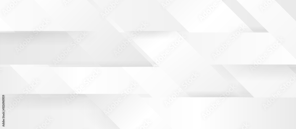 Poster Abstract white geometric background with diagonal lines and soft shadows