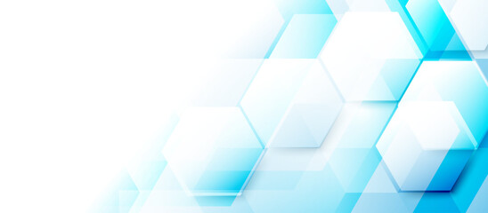Obraz premium Abstract light blue hexagonal geometric background with soft gradients