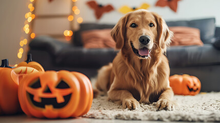 Jack Russell terrier with pumpkin