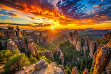 Fototapeta premium Majestic View from Pinnacles Overlook in Nature's Splendor - Scenic Landscape Photography