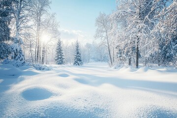 Obraz premium Winter season background in white snow landscape