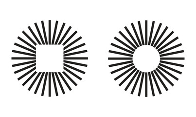 Illustration circle sunburst with square inside and blank background