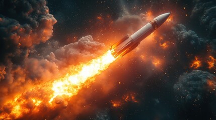 Spacecraft Launch Through Cosmic Fire