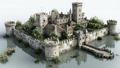 Fototapeta premium Historic castle with a bridge over water