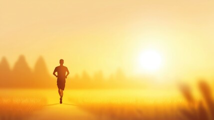 Man Jogging in Early Morning Sunrise