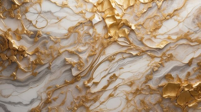 a close up view of a marble wall with white and gold paint on the surface,