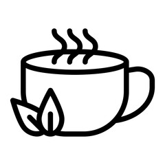 tea cup icon in line art. Outline style isolated on white background