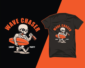 sekeleton wave chaser tshirt design