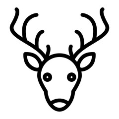 Deer icon in line art. outline style. Isolated on white Background