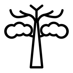 Winter tree icon in line art. outline style. Isolated on white Background