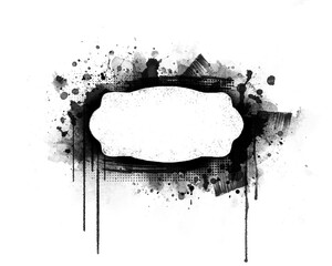 Black graffiti spray paint frames ink splatters and drips, stencil border, Grunge backgrounds,...
