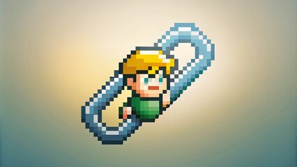 Obraz premium Minimalist Link Icon Connection Symbol in Pixel Style for Digital Communication Visuals