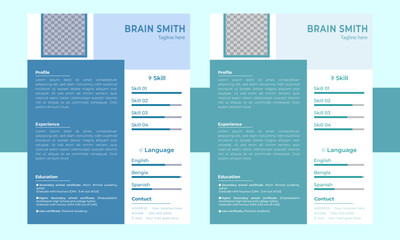 Clean modern design template of resume or CV, vector illustration,