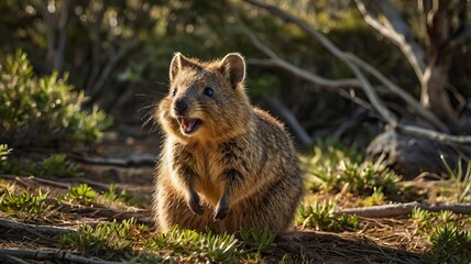 Obraz premium Quokka realistic wild photography ai gen