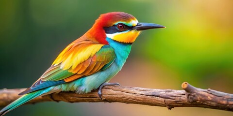 Fototapeta premium Close up of a colorful bird resting on a tree branch , feathers, wildlife, avian, nature, plumage, beak, wings, perched, vibrant