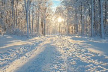 Obraz premium Winter season background in white snow landscape