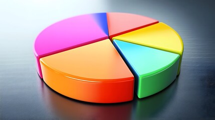 Obraz premium 3D Colorful Pie Chart on Dark Surface