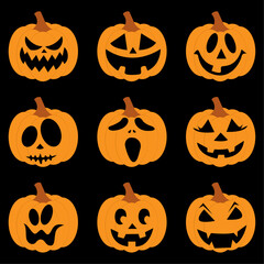 Happy Halloween collection pumpkins.Main symbol of Happy Halloween holiday.