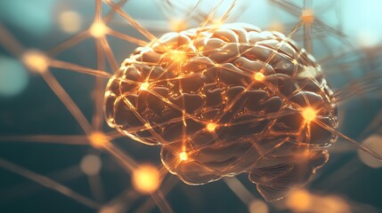 Close-up of human brain with intricate neural pathways, symbolizing cognitive biases and complex thought processes, ideal for educational or scientific presentations