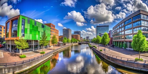 Naklejka premium Modern Architecture in Leeuwarden: A Stunning Cityscape of Friesland, Netherlands