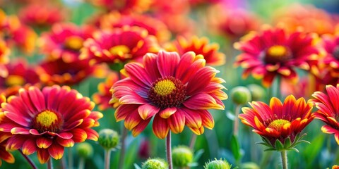 Vibrant red and yellow flowers in full bloom, floral, vivid, petals, colorful, garden, nature, vibrant, blossoms, spring, sunlight