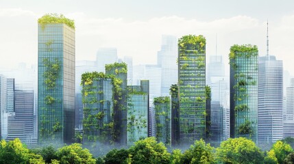 Obraz premium Eco-Friendly Urban Landscape with Green Architecture