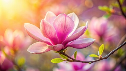 Pink magnolia flower with delicate petals and vibrant color , blossom, spring, nature, floral, petal, close-up, bloom, beauty