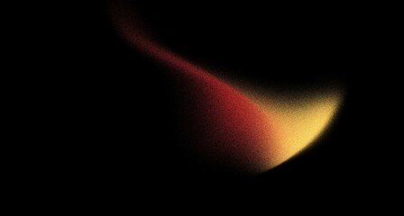 Abstract red  yellow glowing grainy color gradient wave shape black background, noise texture effect