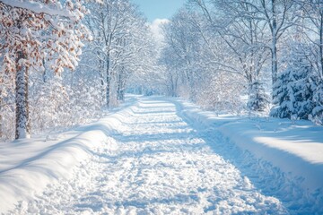 Naklejka premium Winter season background in white snow landscape