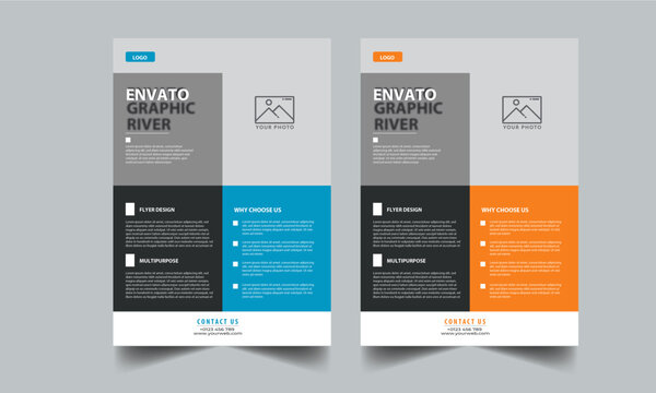 Corporate flyer design template with 2 color design concept layout
