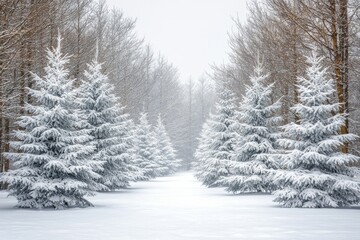 Fototapeta premium Winter season background in white snow landscape