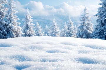 Winter season background in white snow landscape