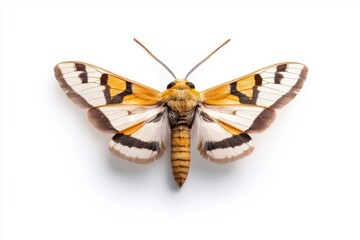 An Art Nouveau style moth, isolate on white background, characterized by elegant curves and intricate details.