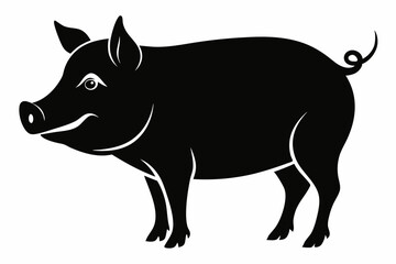 

Pig Animal Logo Black Silhouette Vector, Pig Silhouette, Pig graphic icon
