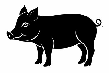 

Pig Animal Logo Black Silhouette Vector, Pig Silhouette, Pig graphic icon
